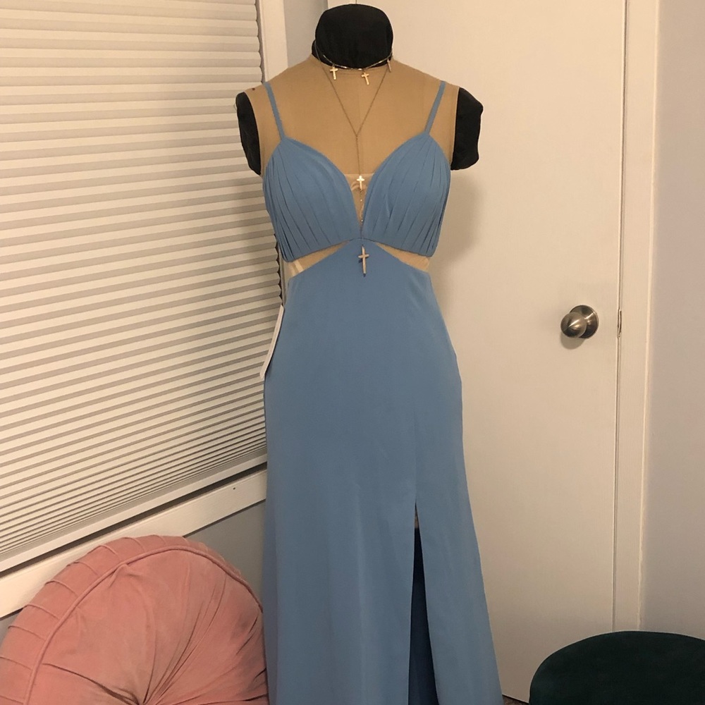Azazie Cameo Bridesmaids dress in steel blue